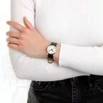 Ladies Stainless Steel Mondaine EVO2 Black Vegan Strap Watch
